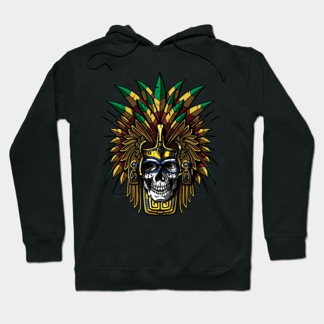 Aztec Skull Warrior Mask Hoodie by underheaven